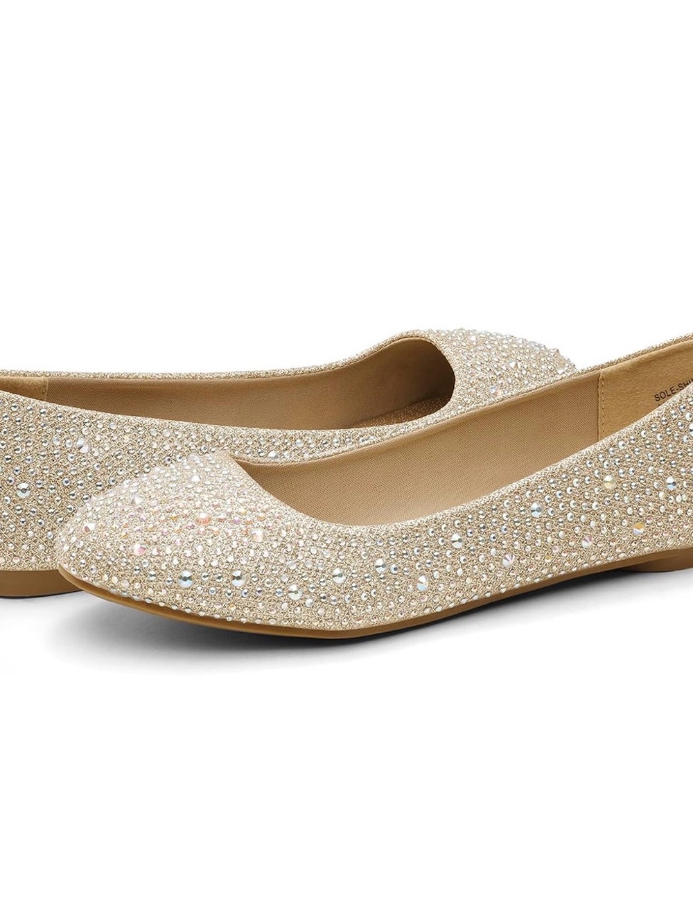 Dream Pairs Women’s Nude/Iridescent Crystal Ballet Flats 8